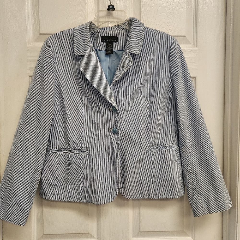 Attention White & Blue Suit Blazer (14)